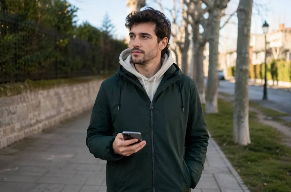 Qué hacer si te dejaron ayer: una guía para las primeras 24 horas 43 Hombre caminando con el móvil en la mano para evitar escribirle a su ex