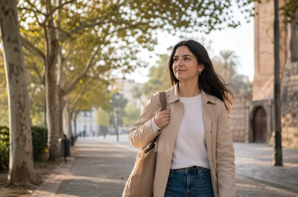 Etapas del duelo amoroso: cómo entender lo que sientes sin presionarte 43 Mujer caminando al aire libre con calma durante la etapa de aceptación del duelo amoroso