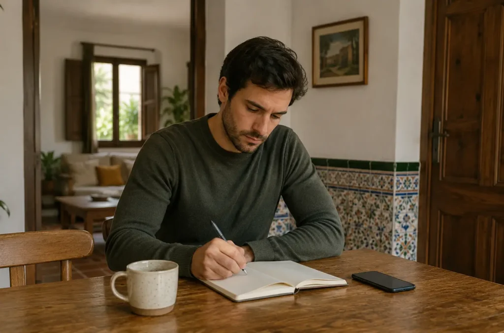 ¿Qué hacer si tu ex te escribe durante contacto cero? 42 Mi ex me escribe durante contacto cero y una persona escribe en un cuaderno para ordenar sus emociones