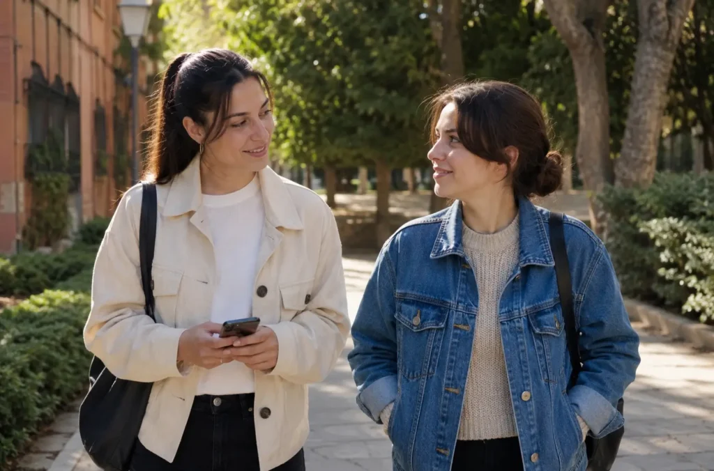Primera semana de contacto cero: qué hacer en los primeros días 34 Dos mujeres paseando y hablando como apoyo emocional durante la primera semana de contacto cero