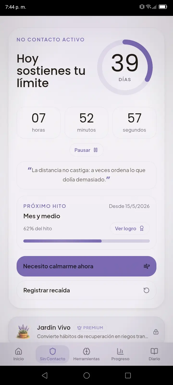Aplicación de Contacto Cero 54 contador de contacto cero