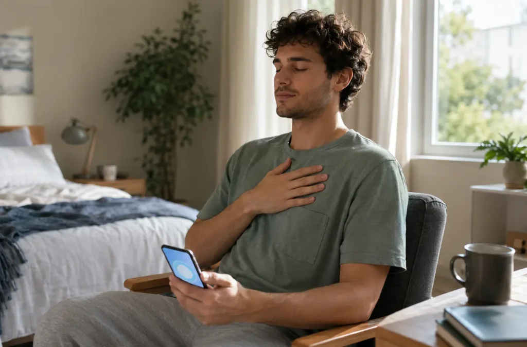 Cómo frenar el impulso con una App para no escribirle a tu ex 32 Hombre usando una app para no escribirle a su ex y regular la ansiedad