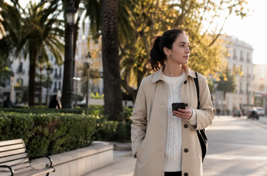 Cómo dejar de revisar el perfil de tu ex sin volver al mismo bucle 33 Mujer dando un paseo para controlar el impulso de revisar las redes de su ex