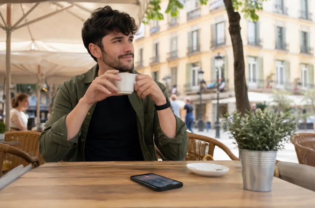 ¿Deberías bloquear o silenciar a tu ex? 32 Hombre tomando café después de silenciar a su ex en redes sociales